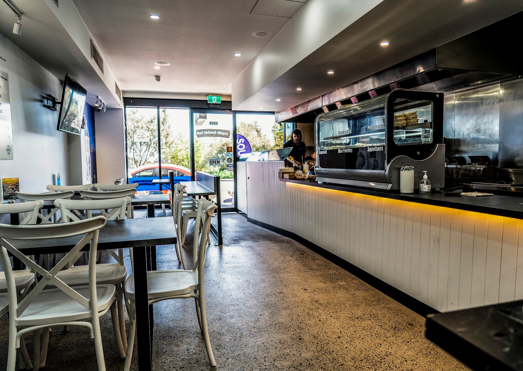 Charcoal gyros spit at Bayside Souvlaki Cafe, Rye